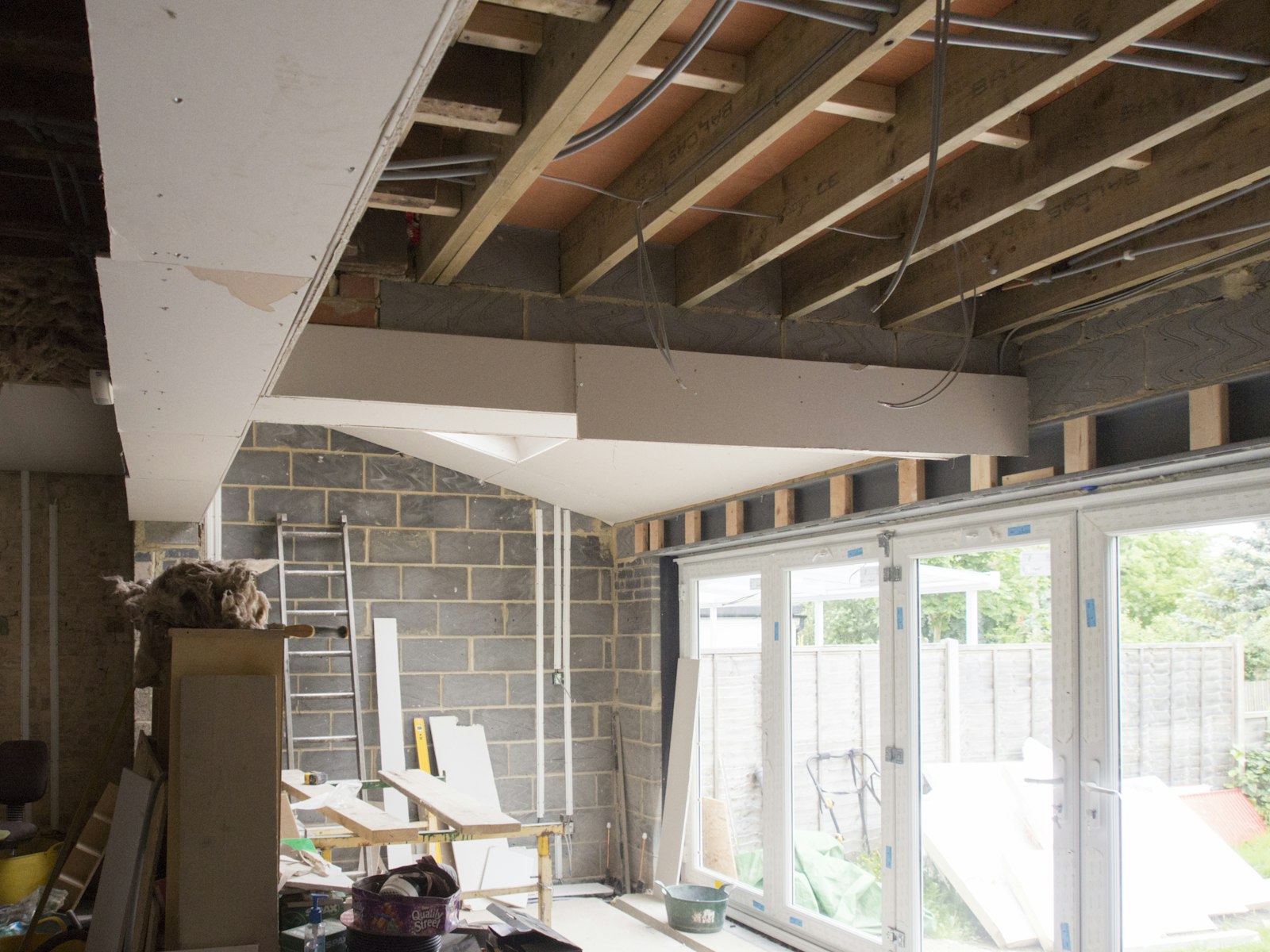 New steelwork and blockwork inside an extension under construction