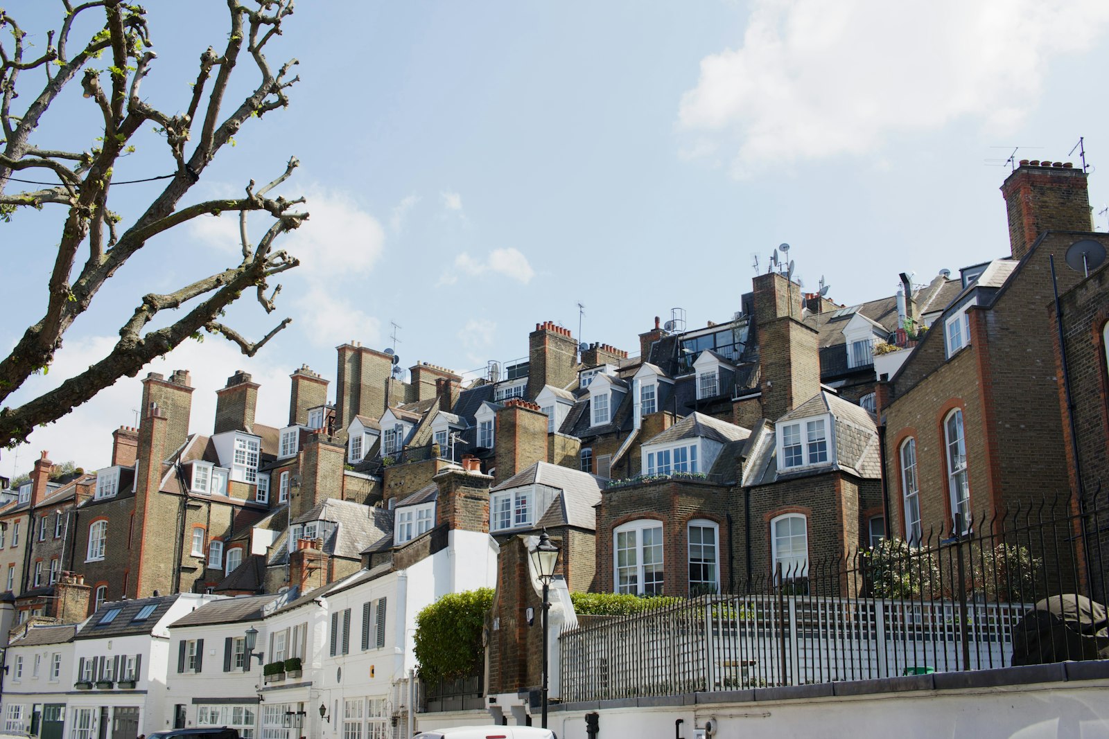 Rooftops of London townhouses